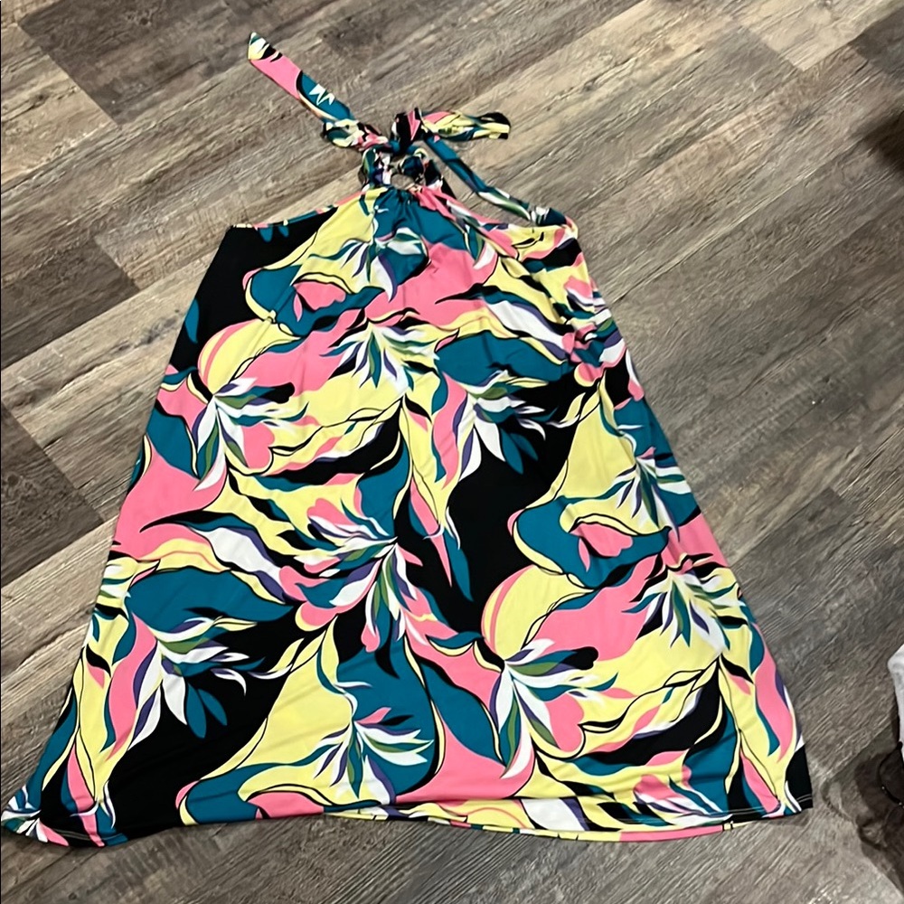 Sew In Love Green, Pink, and Yellow Floral Midi Dress